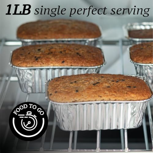 (55 Pack) 1LB Mini Foil Loaf Pans - 1 Pound Disposable Aluminum Baking Pans for Individual Bread, Cake, Meatloaf - Small Loaf Pans, Liners, Small Bread Tins 6 x 3.5 x 2 - color: 1 LB, size: Pack of 55