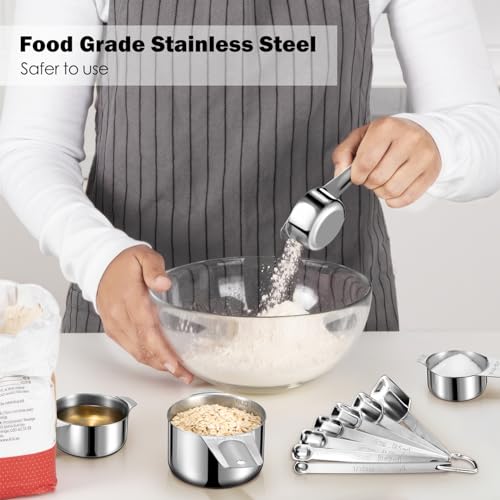 20PCS Measuring Cups and Spoons Set,Stainless Steel,with Leveler - size: 20PCS