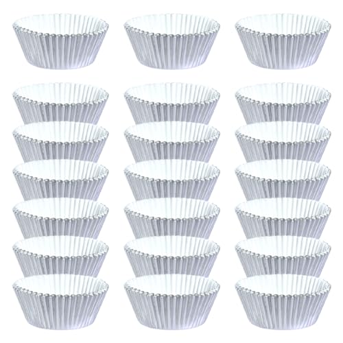 200 Pcs Foil Metallic Baking Cups Mini Cupcake Liners Small Muffin Paper Cases Mini Paper Muffin Liners Cupcake Wrappers Silver - color: Silver