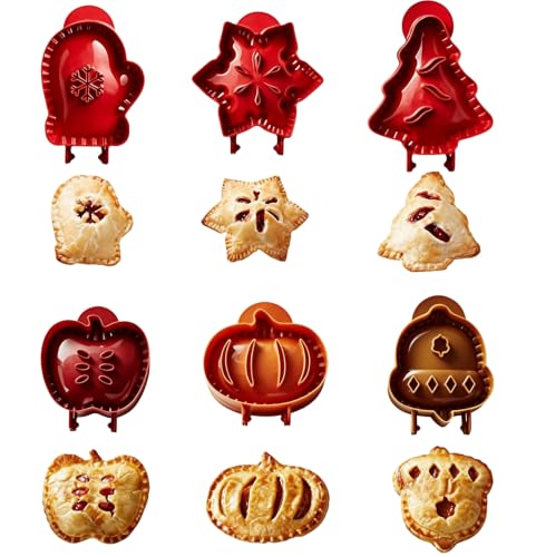 Holiday Mini Hand Pie Molds Set, Food-Grade ABS Non-Stick Maker (A+B-6Pcs) - color: A+B-6Pcs