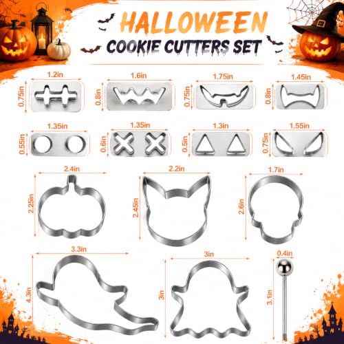 AIERSA 13Pcs Large Halloween Cookie Cutters Set, Stainless Steel - color: 13Pc
