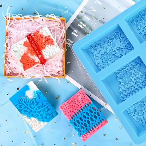 Silicone Soap Molds, 3D Detailed Flower & Rectangular Lace Pattern - color: Lace Embossing Soap