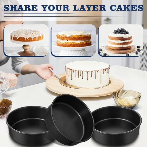 E-far 9 Inch Cake Pan, 3PCS Nonstick Stainless Steel Baking Cake Pans Tins - size: 9 Inches