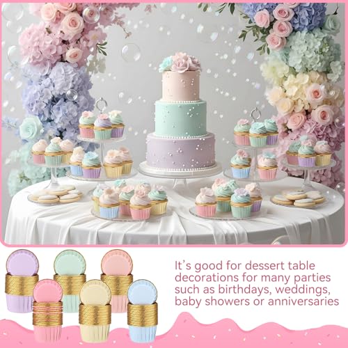 Geiserailie 100 Pcs Pastel Cupcake Liners Pastel Cupcake Foil Wrappers - color: Pastel Color, style: Classic