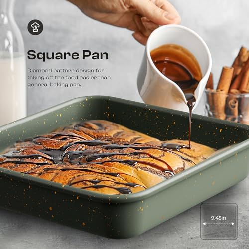 12-Piece Nonstick Baking Set, Non-Toxic Bakeware Set - Ceramic Coated Green - size: 12PCS