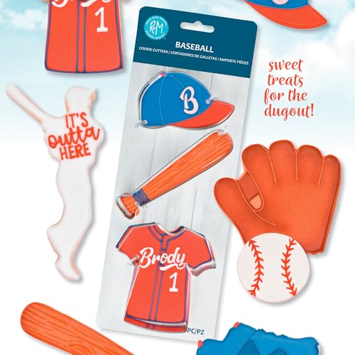 R&M International 5188 Baseball Bat, Hat, and Jersey Tee Shirt Cookie Cutters 3-Piece Set