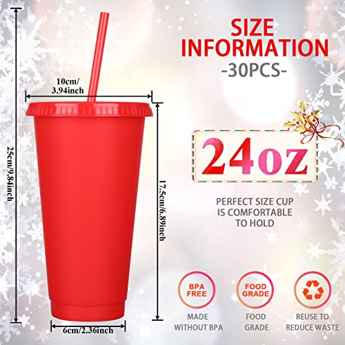 Honeydak 30 Pack Plastic Cups with Lids Straws,Solid Color - color: Solid Color