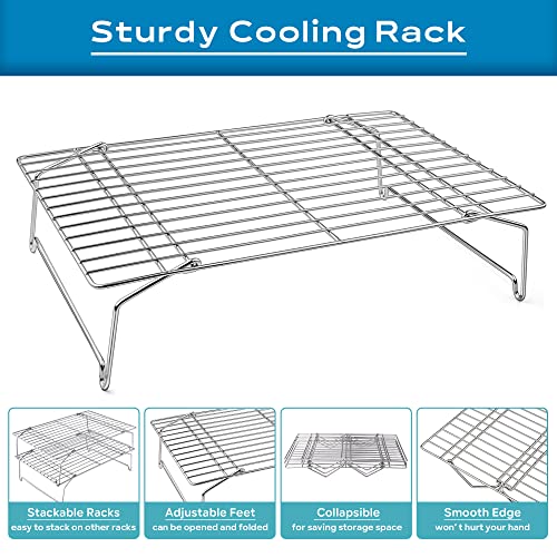 Leonyo 4-Tier 15x10IN Cookie Cooling Rack for Cooking Stackable Collapsible