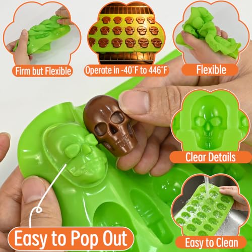 Small Skull Silicone Mold, Halloween Molds for Candy Gummy Chocolate 2 Pack - color: 2 PCS Halloween skull chocolate candy molds