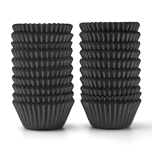 Bake Choice 400pcs Black Mini cupcake liners for baking, mini muffin liners - size: Mini