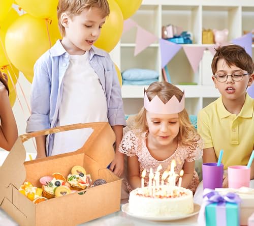 UnicoPak 20 Pack Brown Cupcake Boxes with Handle Tray - 4" Tall Large Muffin Boxes for 6 Cupcakes - Professional Food-Grade Cardboard Window Boxes for High Frosting, Toppers & Jumbo Treats - color: 20 pack brown