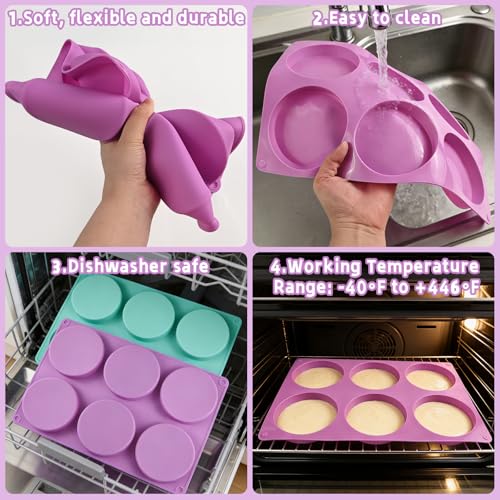 Silicone Muffin Top Pan, 2 Pack Round Silicone Mold for Baking 12-Cavity