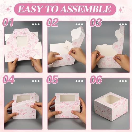 50 Pack Pink Seashell Cookie Boxes with Window - color: Pink, size: Seashell