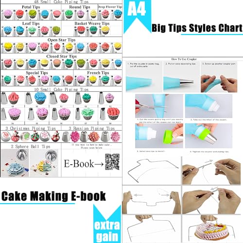 Cake Decorating Kit Cake Decorating Supplies, 515 PCS Baking Supplies Set with 3 Springform Pan Sets, 66 Icing Piping Nozzles, Cake Rotating Turntable, Piping Bags, Birthday Gifts for Mom Wife - size: 515 PCS