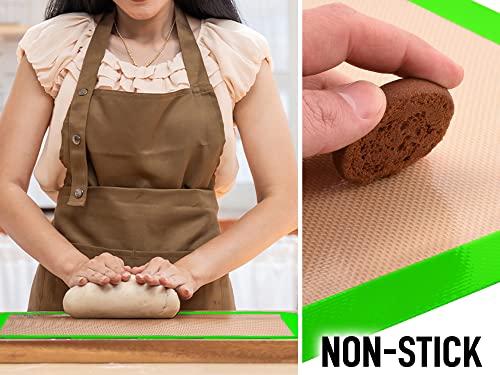 Zulay Kitchen (2 Pack) Silicone Baking Mat Sheet Set - Reusable Baking Mat Nonstick - Half Sheet Baking Mat For Oven - 16.5" x 11.6" (Light Green) - color: Green, size: 2 Pack