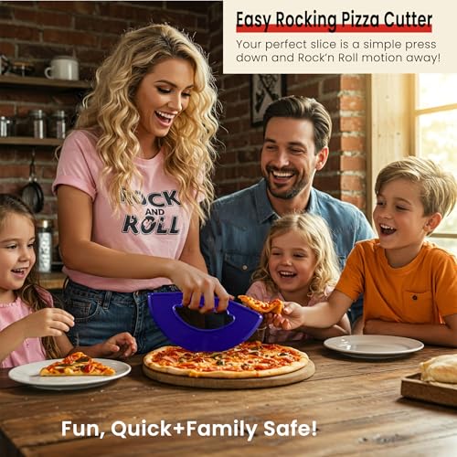 Smartwares Rock'n Roll Pizza Cutter, Plastic Rocking Slicer, Made in USA - color: Blue