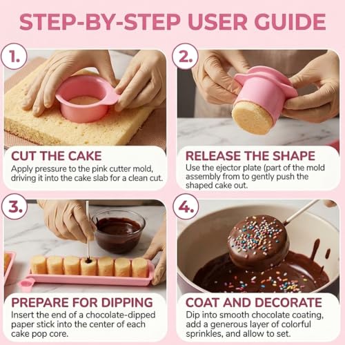 9 Pcs Cake Pop Mold Kit with Cutter Pusher and Stand