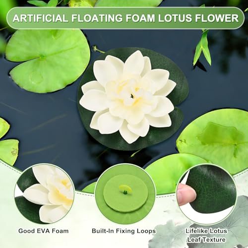 M METERXITY 1-Set Artificial Floating Lotus Flower 4 inch, Cream White - color: Cream White, size: 3.9 Inch