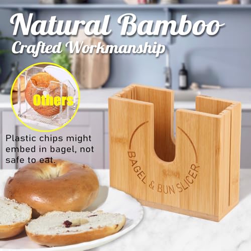 Adjustable Bagel Slicer Holder - size: Medium (Bamboo)