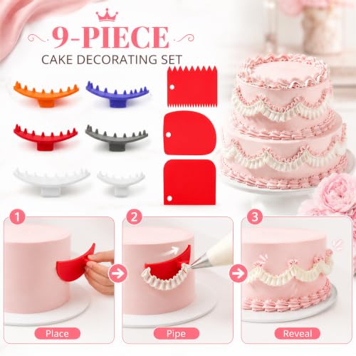 9 Pcs Cake Arch Guide Tool with Cake Scraper Smoother, Swag Marker Tool