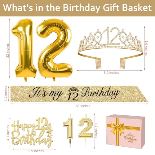 YeohJoy Gold 12th Birthday Decorations for Girls - style: 12nd