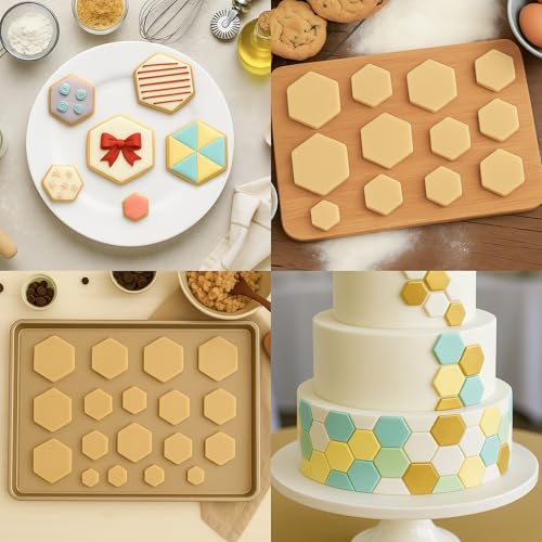 FUSOTO 6PCS Hexagon Cookie Cutter Set, Round Shaped, 1.5-4 Inch - style: Hexagon