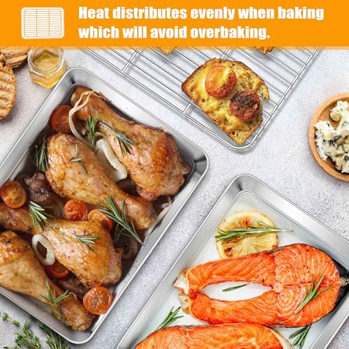 Homikit 9x7 Inches Mini Stainless Steel Baking Sheet with Cooling Rack Set - size: 9x7x1
