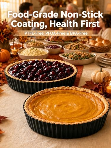 9.45*2.2 Inch Quiche Pans 2 Pack. Removable Bottom, Non-Stick Coating, Rugged Carbon Steel Baking Dish for Tart Quiche Pie. Metal Mold Gift for Women Wife Christmas Thanksgiving Party Festival - size: 9.45*2.2IN