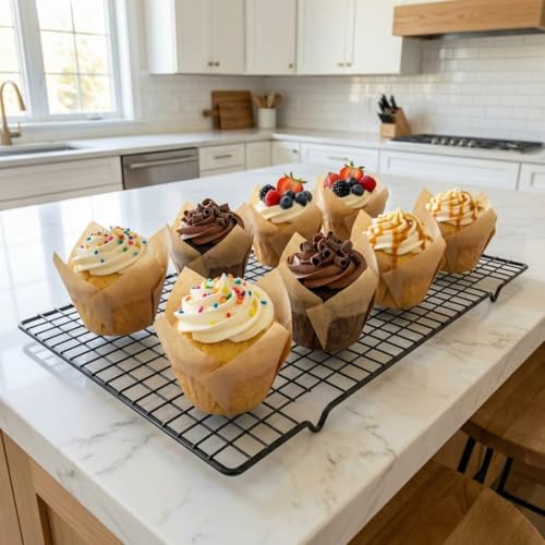 120Pcs Standard Tulip Cupcake Liners, Natural Muffin Baking Cups