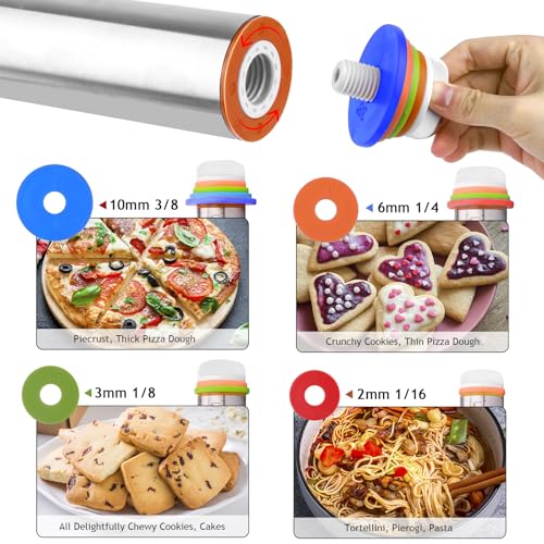 Adjustable Rolling Pin 19 Baking Tool Set and Silicone Baking Pastry Mat Set,Thickness Rings,Stainless Steel Dough Roller Rolling Pins for Baking Dough, Pizza, Pie, Pastrie(Red Mat) - color: Red Mat