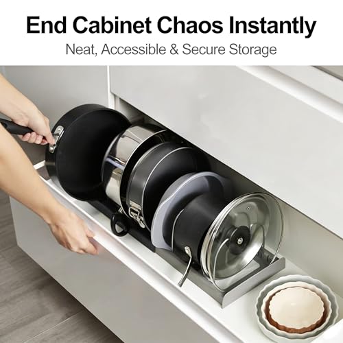 Pot Lid Organizer with 7 Dividers Expandable 12-22 Inch