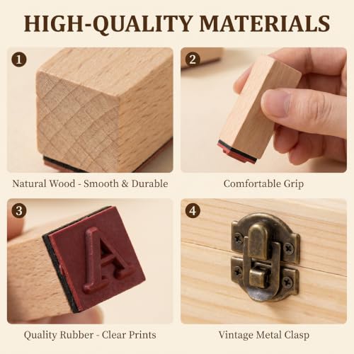 36 Pcs Alphabet Number Stamps, Wooden Rubber Letter Number Stamps Set for DIY Craft Scrapbooking Card Making - color: Yellow