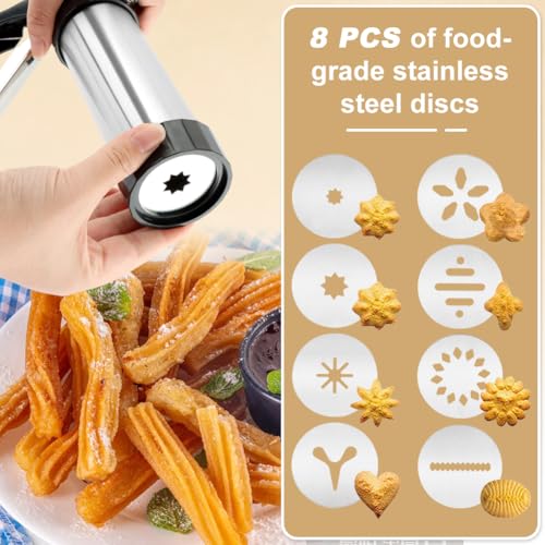 Churro Maker Machine, 3-in-1 Stainless Steel Cookie Press Gun
