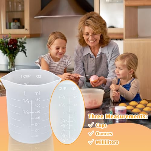 Palksky Silicone Cups for Melting Chocolate, 4PCS Silicone Measuring Cups with 350ml Capacity, Reusable Baking Supplies for DIY Chocolate Molds - size: 4*350ml