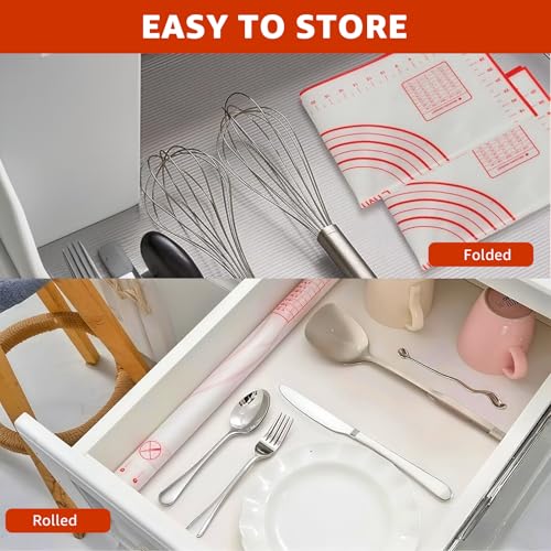 Silicone Baking Mat Dough Mat Non-Slip and Reusable Light Red