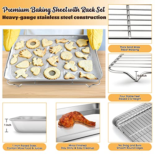 E-far Cookie Sheet with Rack Set, 18”x13” Baking Pan for Oven Roasting - size: 17.7"x13"