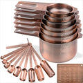 Measuring Cups and Spoons Set, Copper Measuring Cups and Spoons Set for Dry & Liquid, Metric&US 7 Stainless Steel MeasureR Cup&9 Spoon Leveler & Measure Enquivalents for Kitchen & Baking - color: Copper