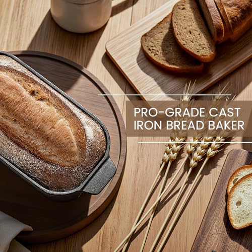 Cast Iron Bread Loaf Pan with Lid,Bread Baking Pan,Cast Iron Dutch Oven for Sourdough,10 x 5 Inch Pre-seasoned Even Heat Distribution Baking Pan for Homemade Bread - size: 10''x5.3''