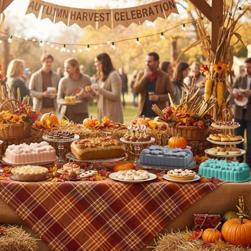 Vesici 3 Pcs Fall Thanksgiving Silicone Loaf Pans, Pumpkin Bread, 6-cup