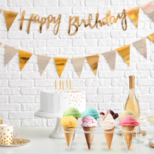 2 Pack Ice Cream Cone Holders Rack with 12 Holes Cake Cone Stand, White - color: White