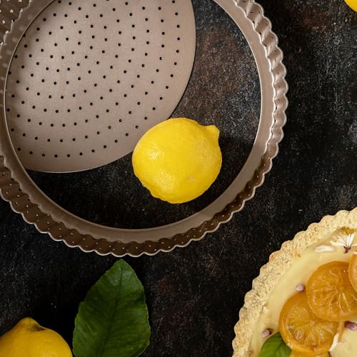HAPPIELS 9 inch Tart Pan with Removable Bottom Nonstick, PFOA & BPA Free - style: 9'' Tart Pan