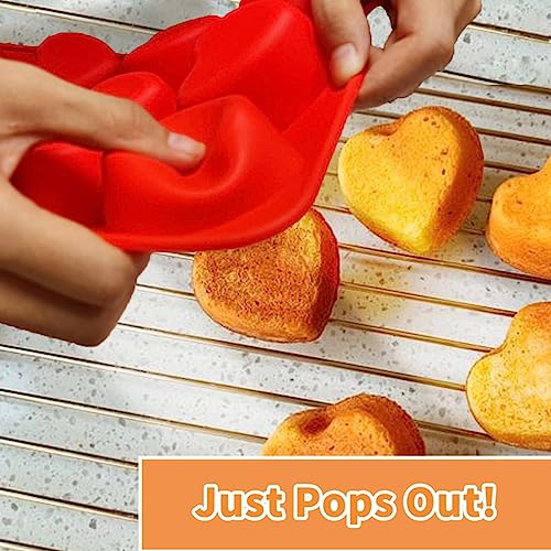 SILIVO 2 Pack Heart Shaped Cupcake Pan, Nonstick Heart Shaped Muffin Pans