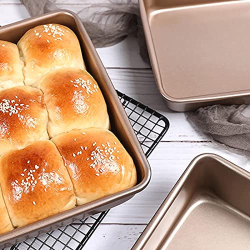 3-Pack Roasting Pan Set, Nonstick Baking Tray, Rectangular Bakeware for Oven, Non-Toxic Coating and Durable Quality (Champagne Gold) - color: Champagne Gold