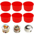 Silicone Mini Round Cake Molds, 4 Inch, Red, Set of 6 - color: Red