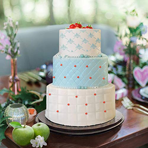 Wedding Cake Stencil Template, Kissbuty 5 Pcs Cake Decorating Embossing Plastic Spray Floral Cake Cookie Fondant Side Baking Mesh Stencil Mat Wedding Decor Tools (Diamond Quilted Grid Texture)