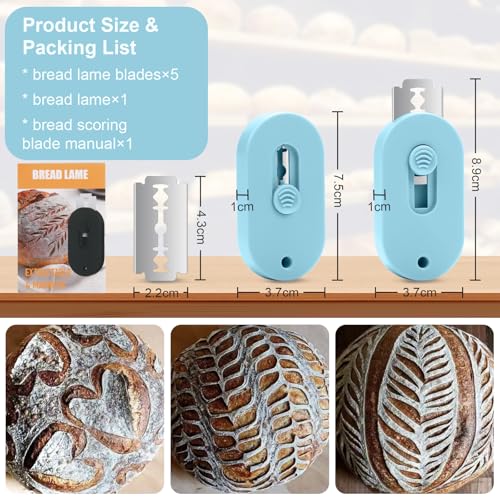 Herda Bread Lame Dough Scoring Tool, Retractable Magnetic Design - color: Blue