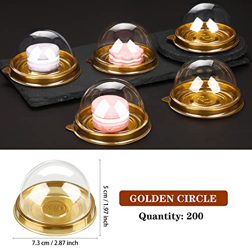 Patelai 200 Pcs Mini Plastic Cupcake Boxes with Dome Lid, Gold - color: Gold