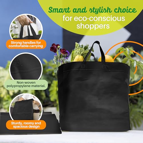 Simply Cool 200 Pack Reusable Grocery Bags, Medium Tote Bags Bulk, Black - color: Black, size: 200 Pack - Medium Bags