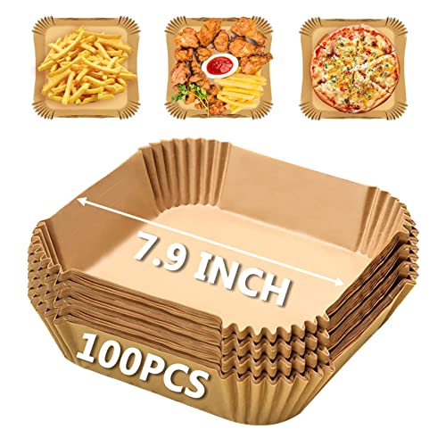 Air Fryer Liners 4qt for Cuisinart Air Fryer, Airfryer Liners Disposable Square 7.9 Inch Air Fryer Paper Liners Non-Stick Air Fryer Parchment Paper Liners Oil Resistant - size: Square-7.9inch