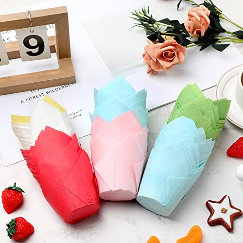 600 Pcs Tulip Cupcake Liners, Solid, Colorful - color: Colorful